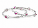 925 Silver Ruby & Cubic Zirconia Bangles for Women