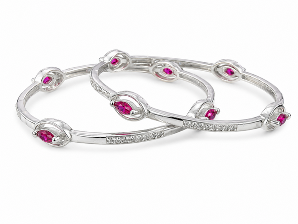 925 Silver Ruby & Cubic Zirconia Bangles for Women