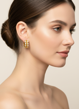 NXGOLD Luxe Crystal Cluster Gold-Toned Huggie Hoop Earrings for Women