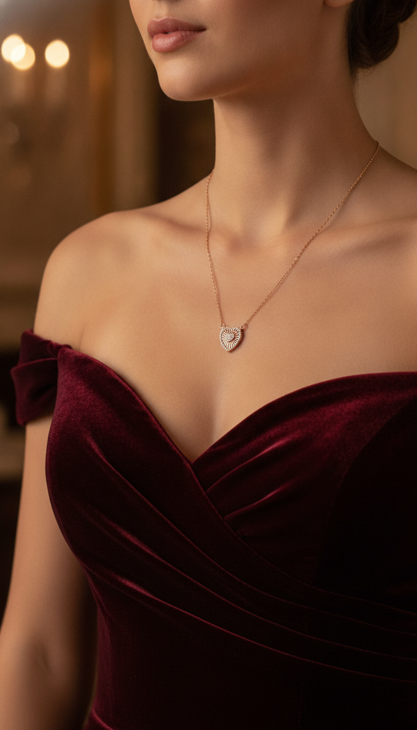 Romantic Rose Gold Heart Necklace for Women