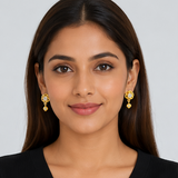 NXGOLD Floral Crystal Drop Gold-Toned Stud Earrings for Women