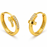 NXGOLD Crystal Nail-Inspired Gold-Toned Hoop Earrings for Women