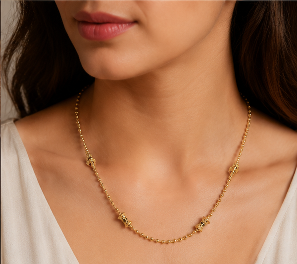 NXGOLD Bead Chain with Designer Barrel Charms for Women