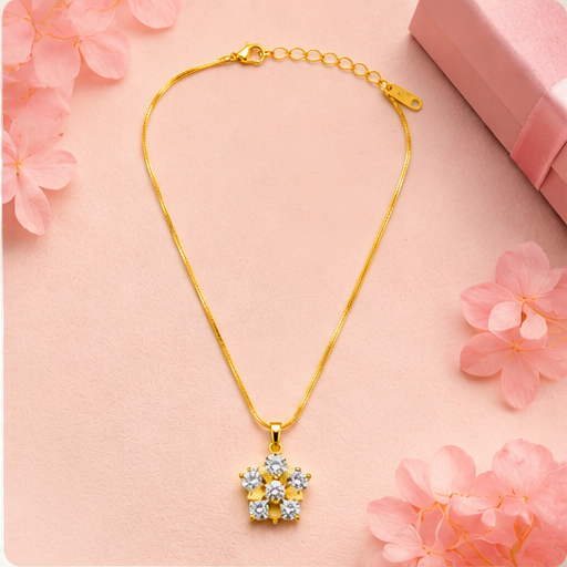 Dainty Floral Cubic Zirconia Pendant Necklace for Women