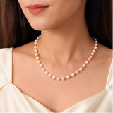 NXGOLD Elegant White Pearl & Gold Bead Chain for Women