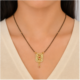 NXGOLD Traditional Black Bead Mangalsutra with Elegant Pendant