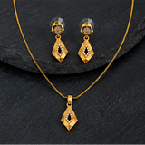 Luxury CZ Diamond Shape Pendant Necklace & Earrings Set
