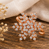 Luxury 360° Rotating Snowflake Spinner Ring with Sparkling CZ Stones