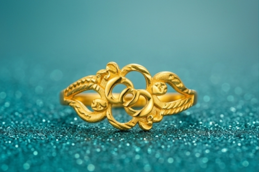 NXGOLD Floral Filigree Charm Ring