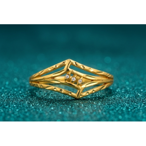 NXGOLD Geometric Triple Band Gold Ring