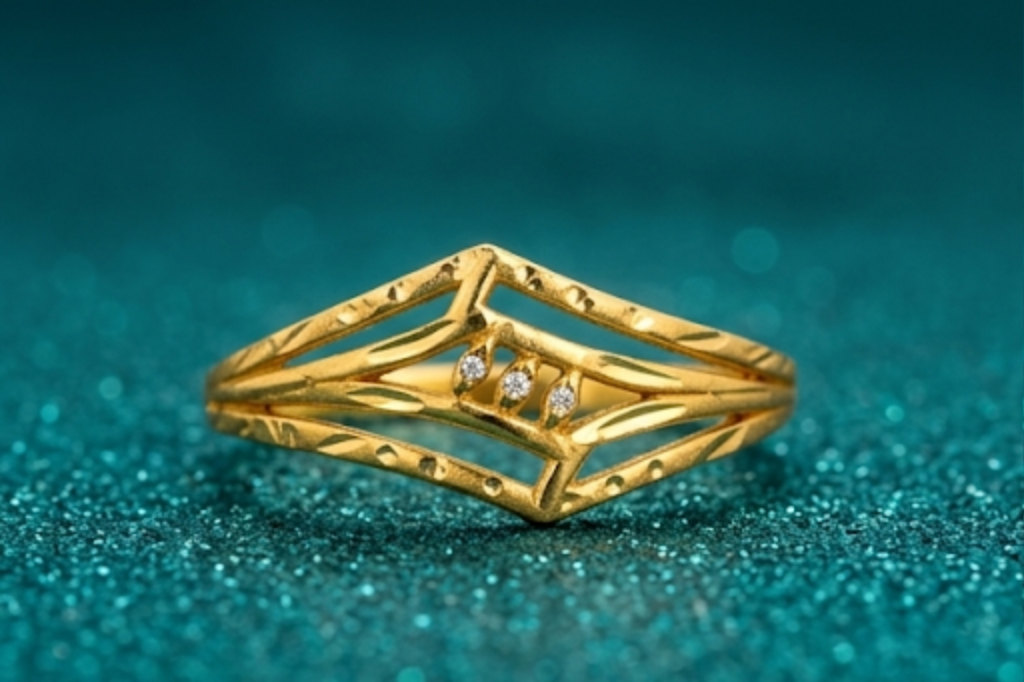 NXGOLD Geometric Triple Band Gold Ring