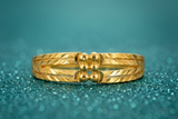 NXGOLD Dual Line Textured Gold Kada Bracelet