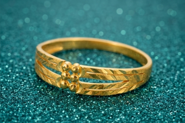 NXGOLD Dual Line Textured Gold Kada Bracelet