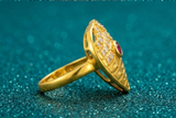 NXGOLD Royal Ruby Leaf Designer Ring