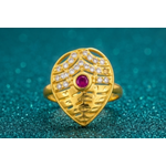 NXGOLD Royal Ruby Leaf Designer Ring