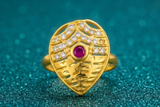 NXGOLD Royal Ruby Leaf Designer Ring
