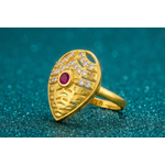 NXGOLD Royal Ruby Leaf Designer Ring