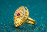 NXGOLD Royal Ruby Leaf Designer Ring