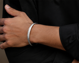 Premium Sterling Silver Chevron Pattern Kada for Men