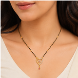 Elegant Black Bead Mangalsutra with Heart Pendant