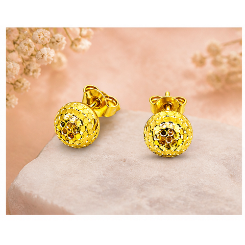 NXGOLD Textured Dome Gold-Toned Stud Earrings for Women