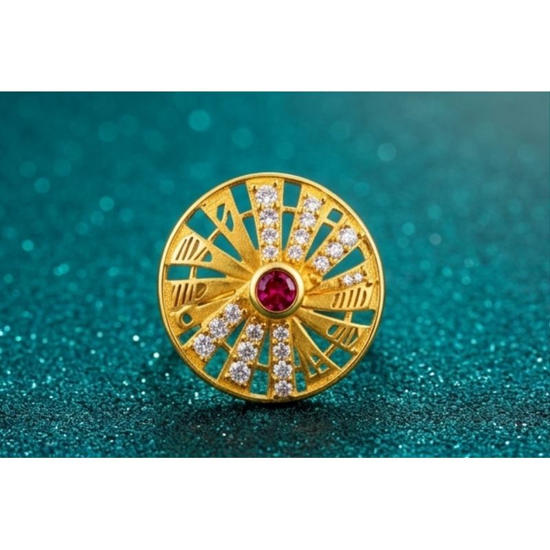 NXGOLD Royal Sunburst Ruby Designer Ring