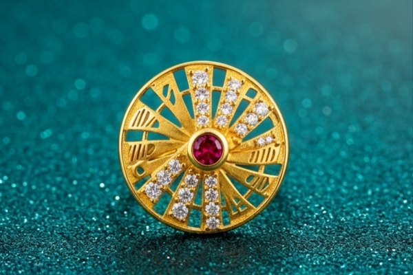 NXGOLD Royal Sunburst Ruby Designer Ring