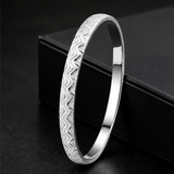 Classic 925 Sterling Silver Chevron Pattern Men's Kada