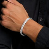 Classic 925 Sterling Silver Chevron Pattern Men's Kada